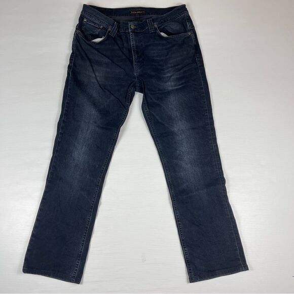 Nudie Jeans Thin Finn Organic Blue Strike Men’s Tag Size 36 HEMMED - Picture 5 of 13